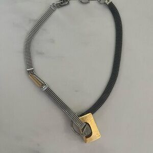 Two-Tone Mesh Necklace with Gold Accent